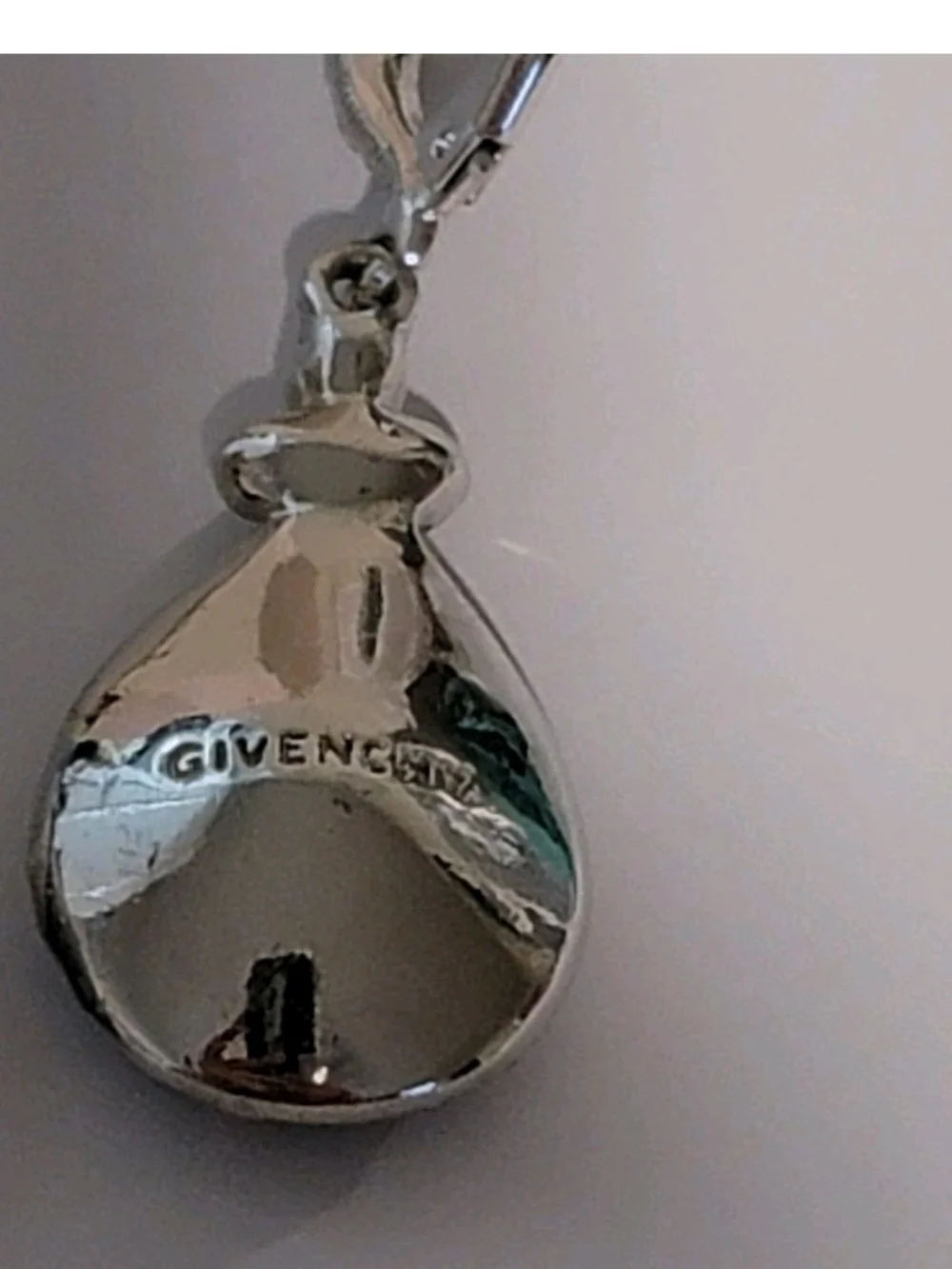 Givenchy Silver-Tone Earrings with Deep Blue Teardrop Crystals